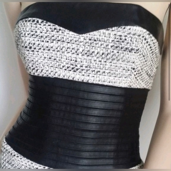 Black And White Tweed Bebe Dress - Picture 3 of 4